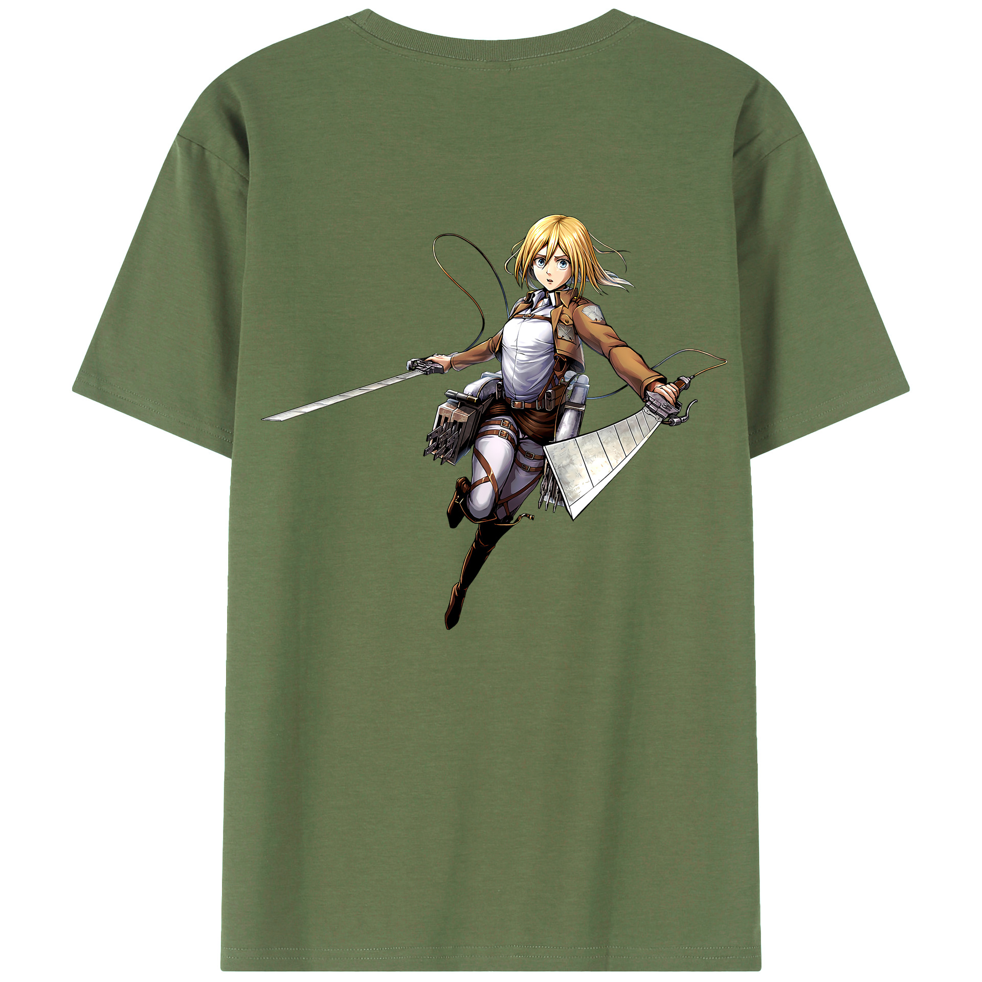 （画像用） 進撃の巨人 クリスタ·レンズ Attack on Titan Christa Lenz 綿100％ メンズ半袖Tシャツ（バックプリント） 通気性